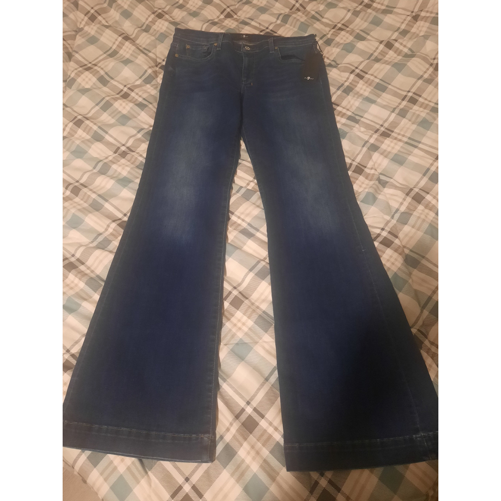 7 For All Mankind Women's Dark Blue Wide Leg Jeans